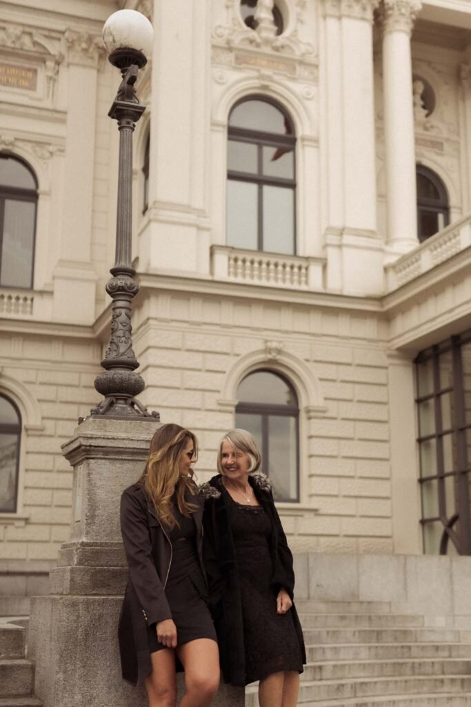 Portrait Photoshoot at Historical Center Zurich, Switzerland, featuring mother and daughter. Photographer Mariana Beltrame.